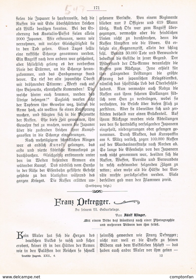 A102 547 - Franz Defregger 70.Geburtstag Artikel Mit 4 Bildern 1905 !! - Schilderijen &  Beeldhouwkunst