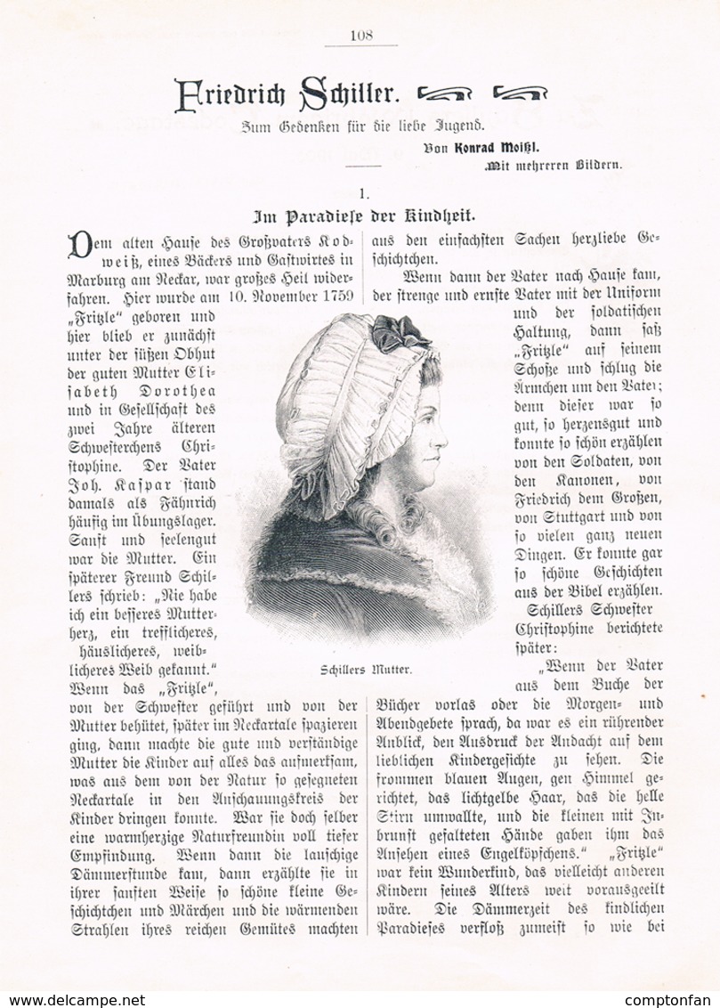 A102 548 - Friedrich Schiller 100. Todestag Artikel Mit 9 Bildern 1905 !! - Autres & Non Classés