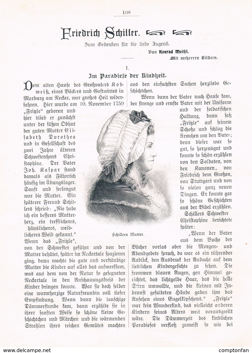 A102 548 - Friedrich Schiller 100. Todestag Artikel Mit 9 Bildern 1905 !! - Sonstige & Ohne Zuordnung