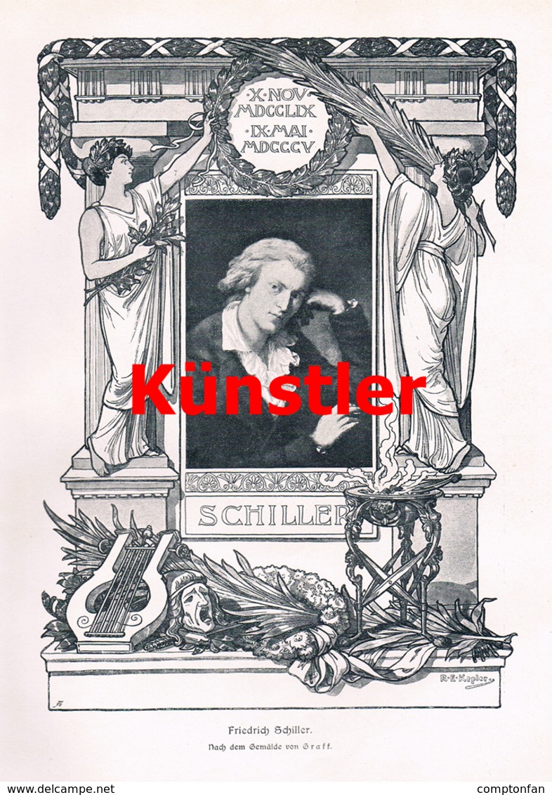 a102 548 - Friedrich Schiller 100. Todestag Artikel mit 9 Bildern 1905 !!