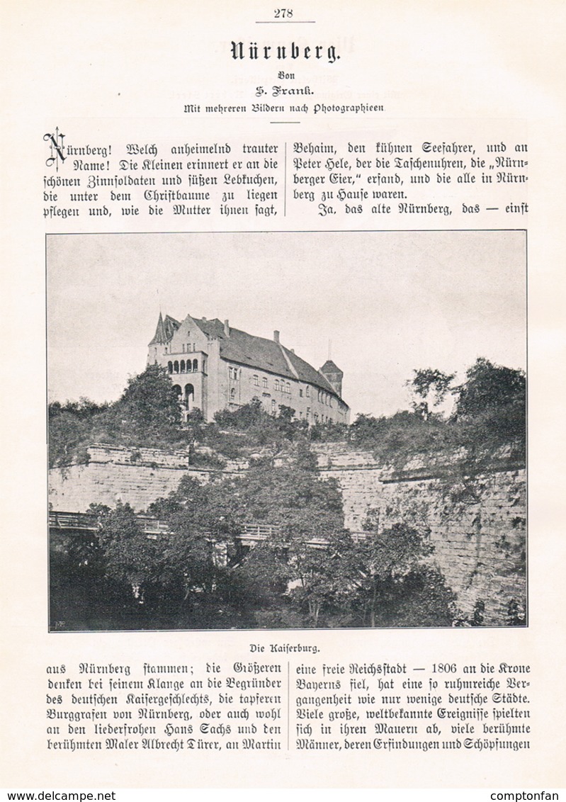 A102 553 - Nürnberg Kaiserburg Lorenzkirche Artikel Mit 5 Bildern 1899 !! - Sonstige & Ohne Zuordnung