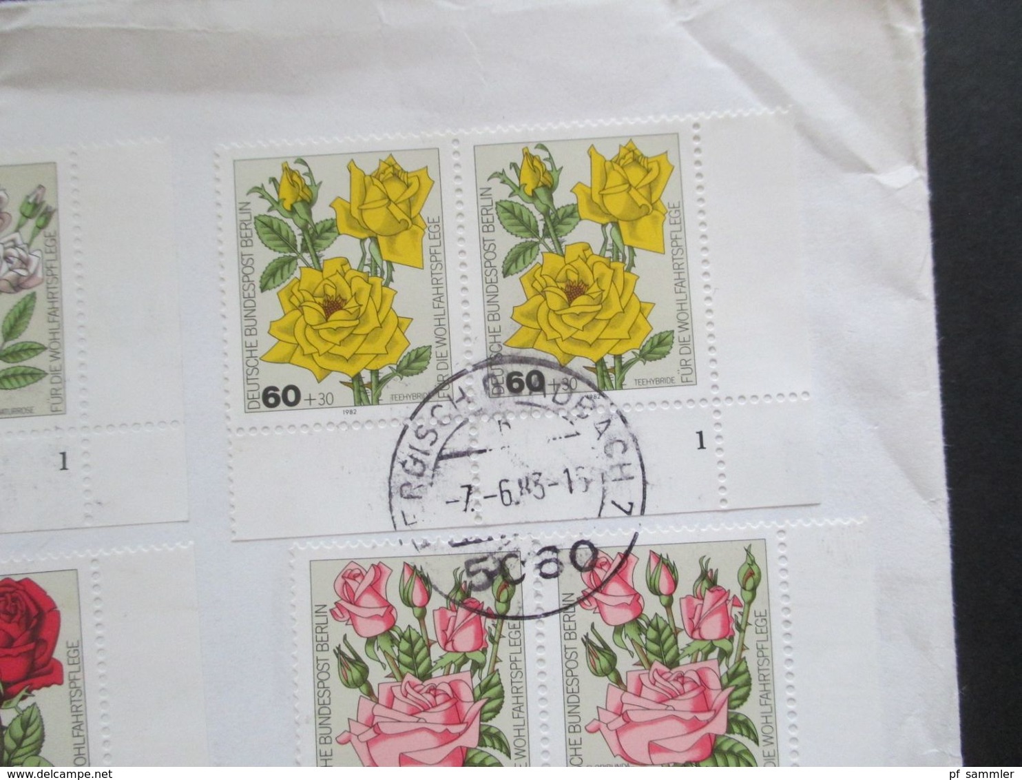 Berlin 1982 Wohlfahrt Gartenrosen Nr. 680 - 683 Satzbrief Alles Eckrandpaare Mit Formnummern 1 Oder 2 Wertbrief - Storia Postale