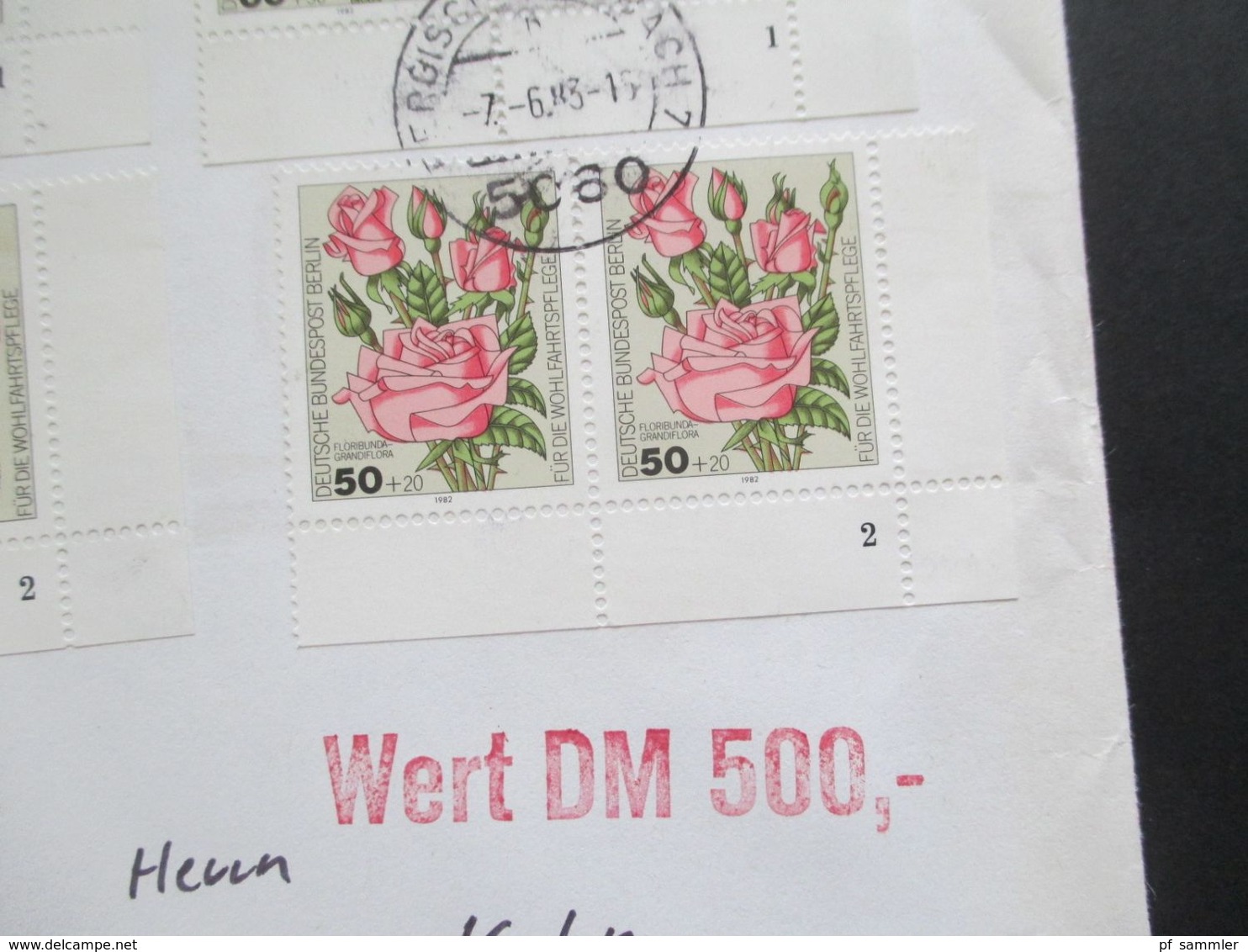 Berlin 1982 Wohlfahrt Gartenrosen Nr. 680 - 683 Satzbrief Alles Eckrandpaare Mit Formnummern 1 Oder 2 Wertbrief - Storia Postale