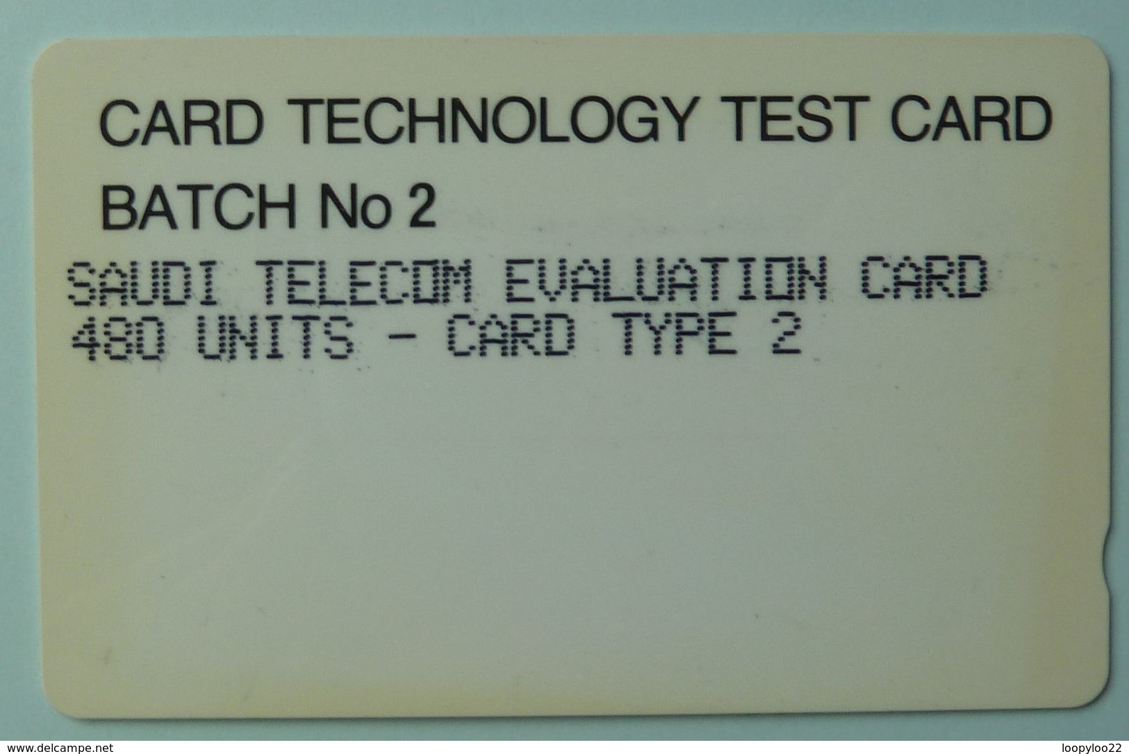 SAUDI ARABIA - Test - Batch No 2 - Evaluation Card - 480 Units - Card Type 2 - 1SAUC - Used - Saudi-Arabien