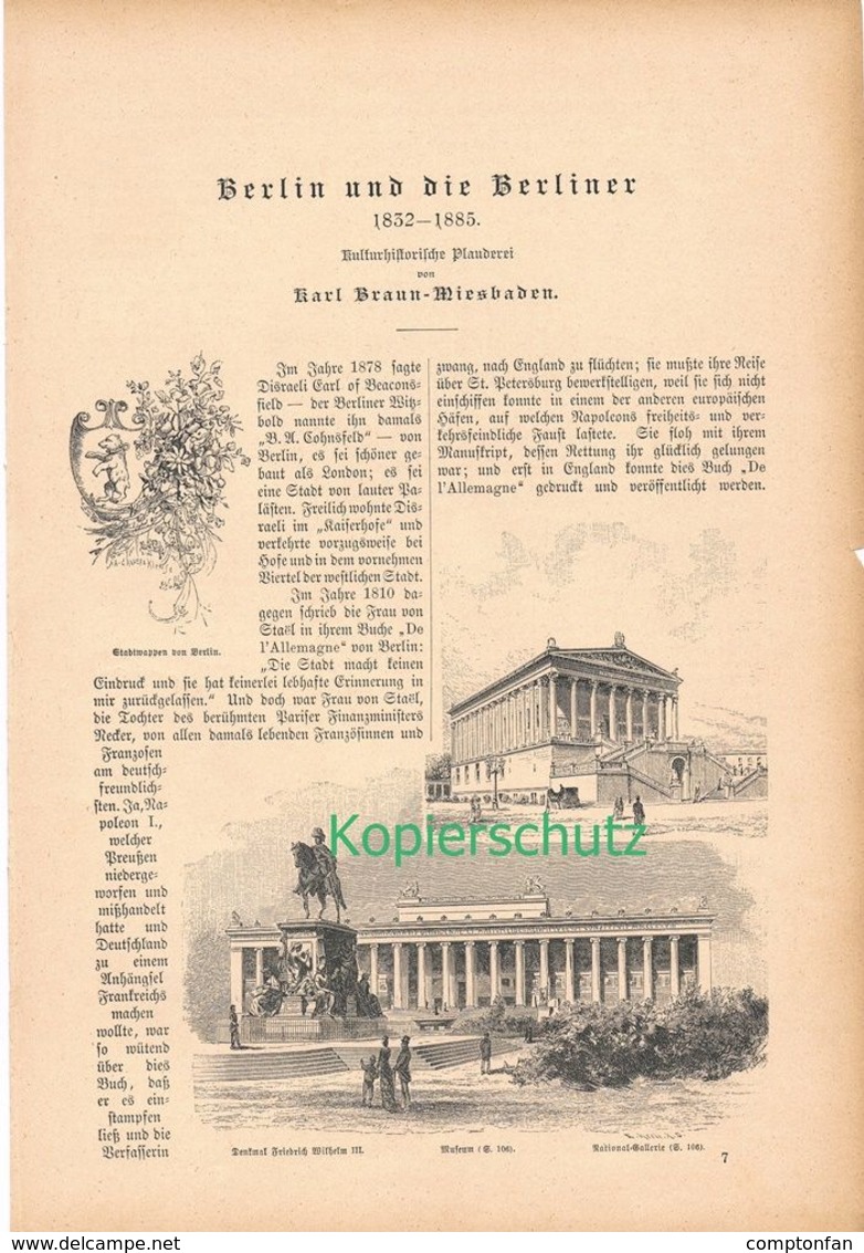 A102 019 - Berlin Und Berliner 1832-1885 Artikel Mit 27 Bildern Von 1886 !! - Otros & Sin Clasificación