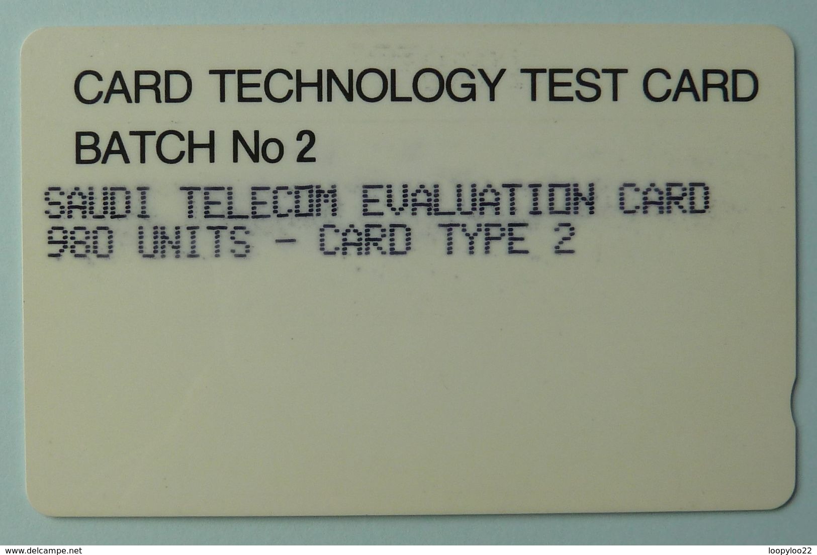 SAUDI ARABIA - Test - Batch No 2 - Evaluation Card - 980 Units - Card Type 2 - 1SAUE - Used - Saudi-Arabien