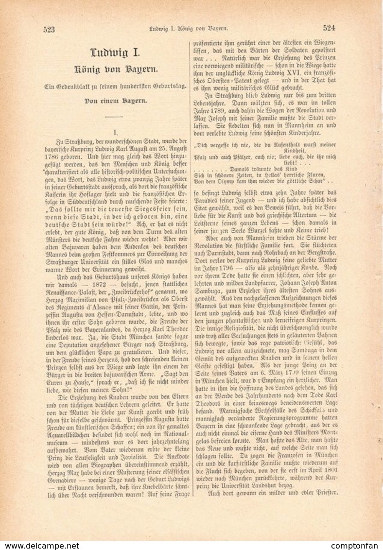 A102 046 - Ludwig I. König Von Bayern München Artikel Mit 14 Bildern Von 1887 !! - Contemporary Politics