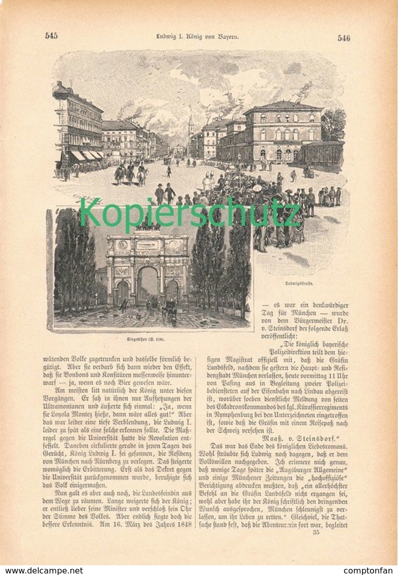 A102 046 - Ludwig I. König Von Bayern München Artikel Mit 14 Bildern Von 1887 !! - Contemporary Politics