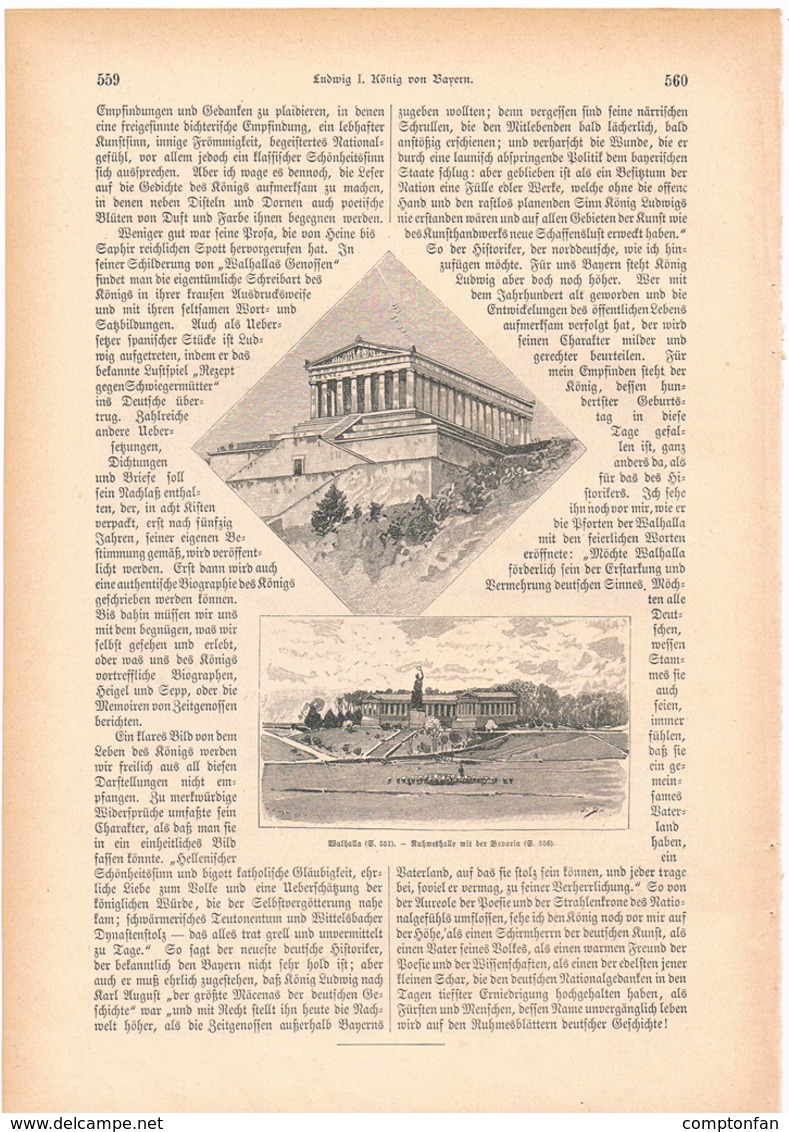 A102 046 - Ludwig I. König Von Bayern München Artikel Mit 14 Bildern Von 1887 !! - Politik & Zeitgeschichte