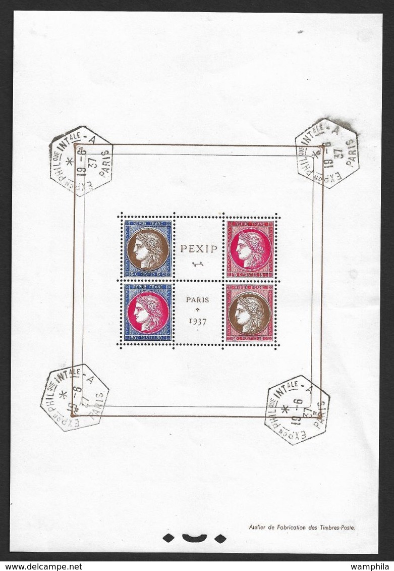 France Bloc Feuillet N°3 Oblitéré De L'expo. Timbres ** Cote 450€ - Usados