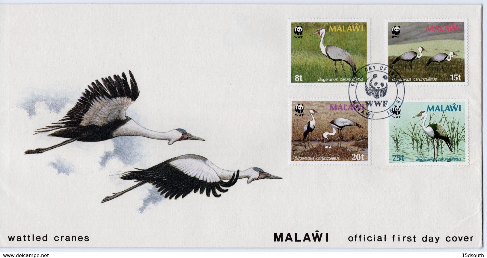 Malawi - 1987 WWF Wattled Crane FDC # SG 759-762 - Brieven En Documenten