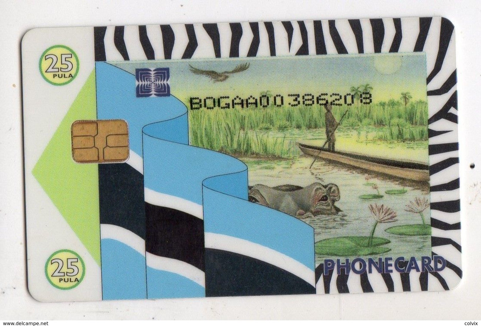 BOTSWANA REF MV CARDS BOT-13 HIPPOPOTAME P25 CN On Picturial Side - Botswana