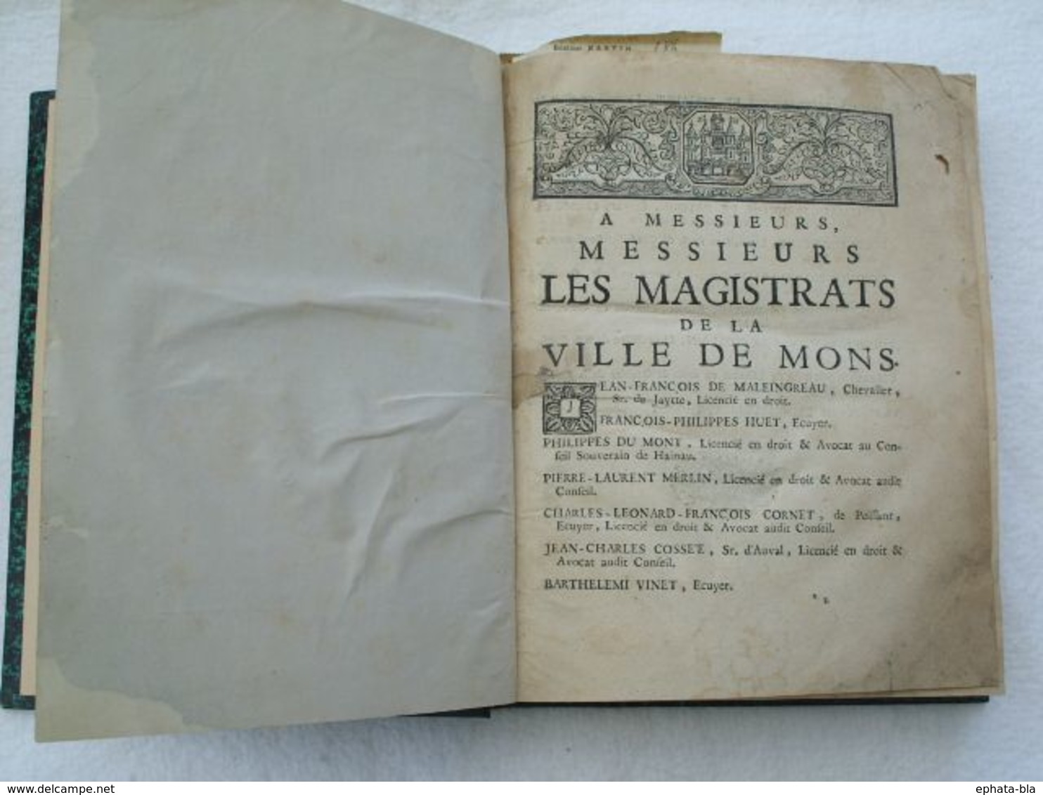 Histoire De La Ville De Mons. 1725. Chez Jean-Nicolas Varret, Rue De La Clef à Mons - 1701-1800