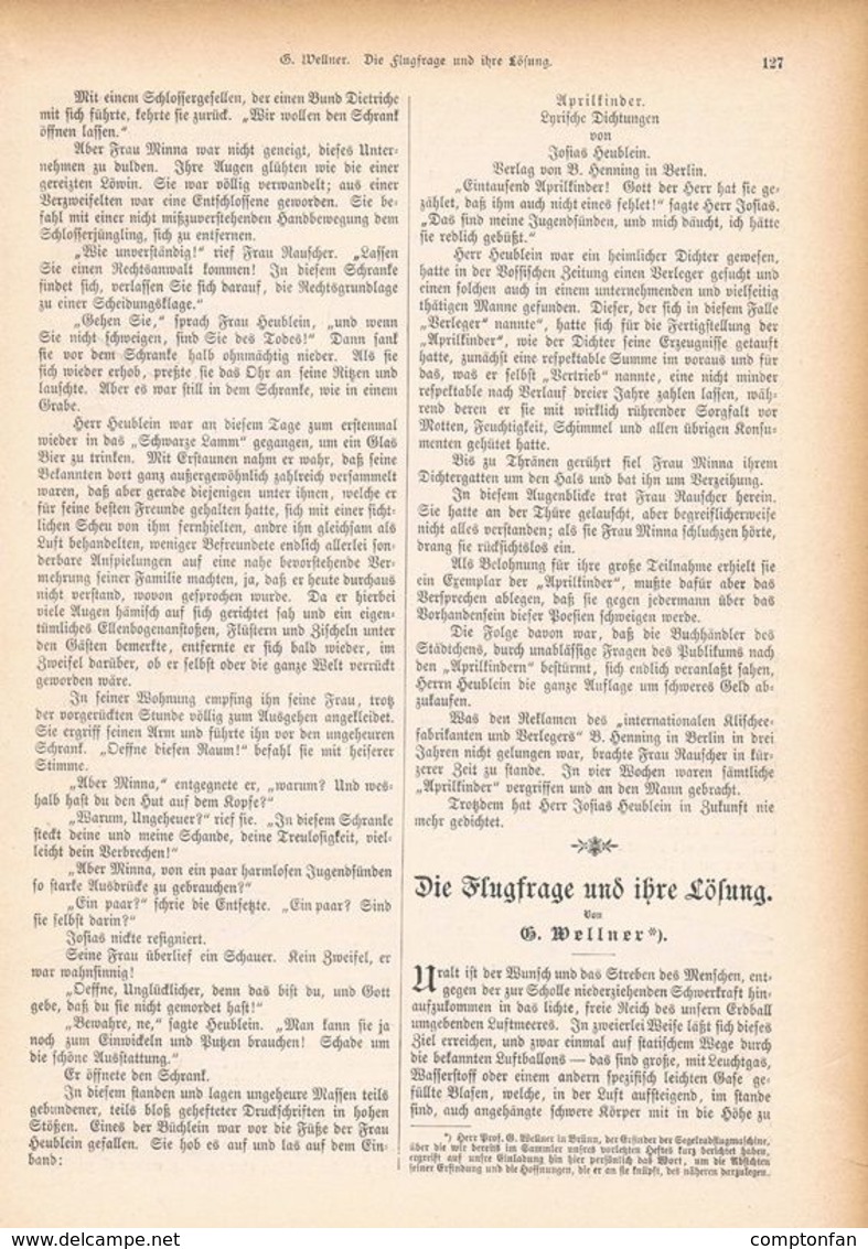 A102 095 Luftschiffahrt Lilienthal Ballon 1 Artikel Mit 9 Bildern Von 1894 !! - Transports