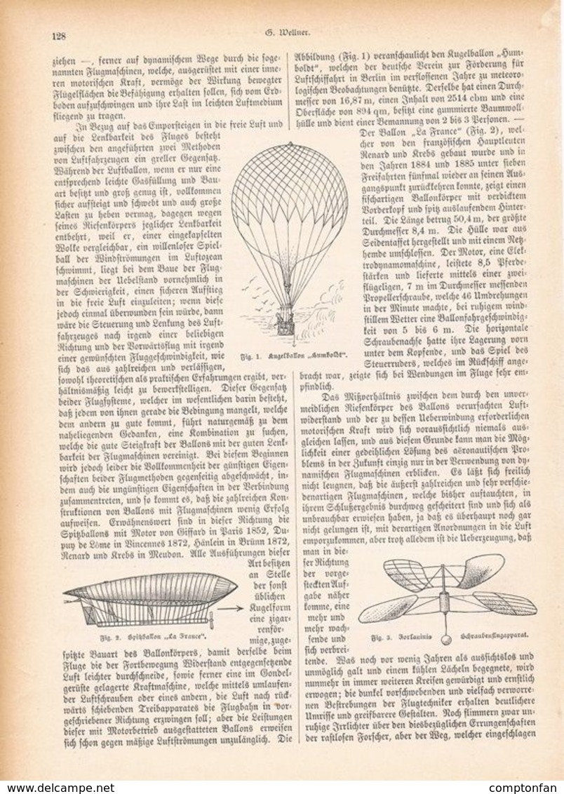 A102 095 Luftschiffahrt Lilienthal Ballon 1 Artikel Mit 9 Bildern Von 1894 !! - Transports