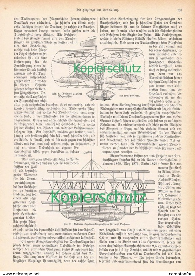 A102 095 Luftschiffahrt Lilienthal Ballon 1 Artikel Mit 9 Bildern Von 1894 !! - Transports