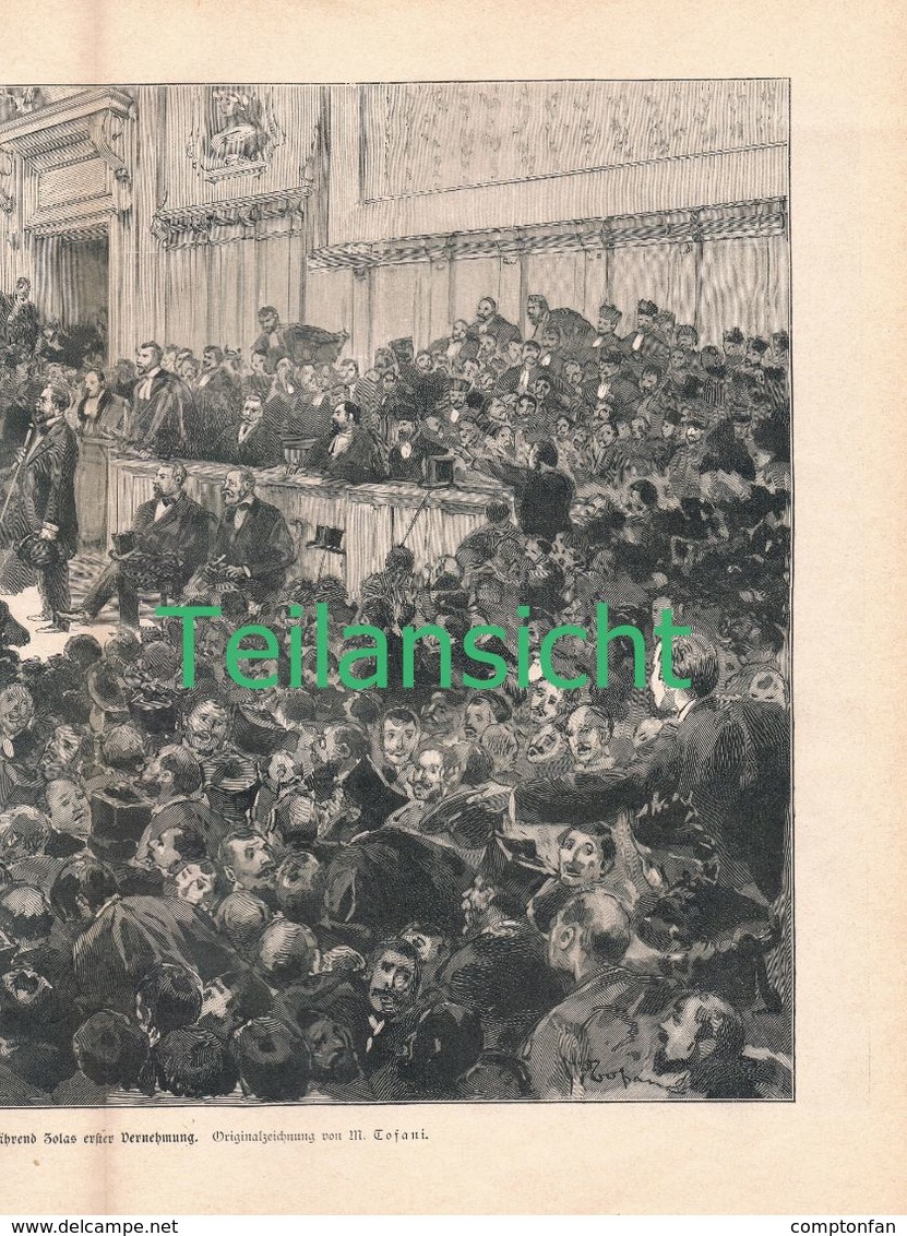 a102 107 - Prozess Emile Zola Panzerkreuzer Maine 1 Artikel ca.15 Bildern von 1897 !!