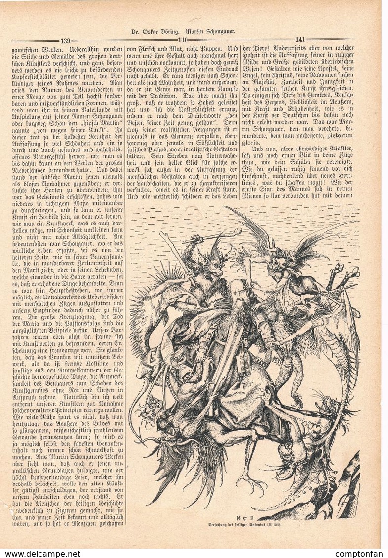 A102 108 - Martin Schongauer 1 Artikel Ca.8 Bildern Von 1890 !! - Malerei & Skulptur