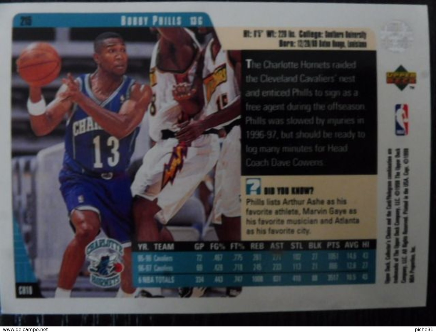 NBA - UPPER DECK 1997 - HORNET - BOBBY PHILIS - 1990-1999