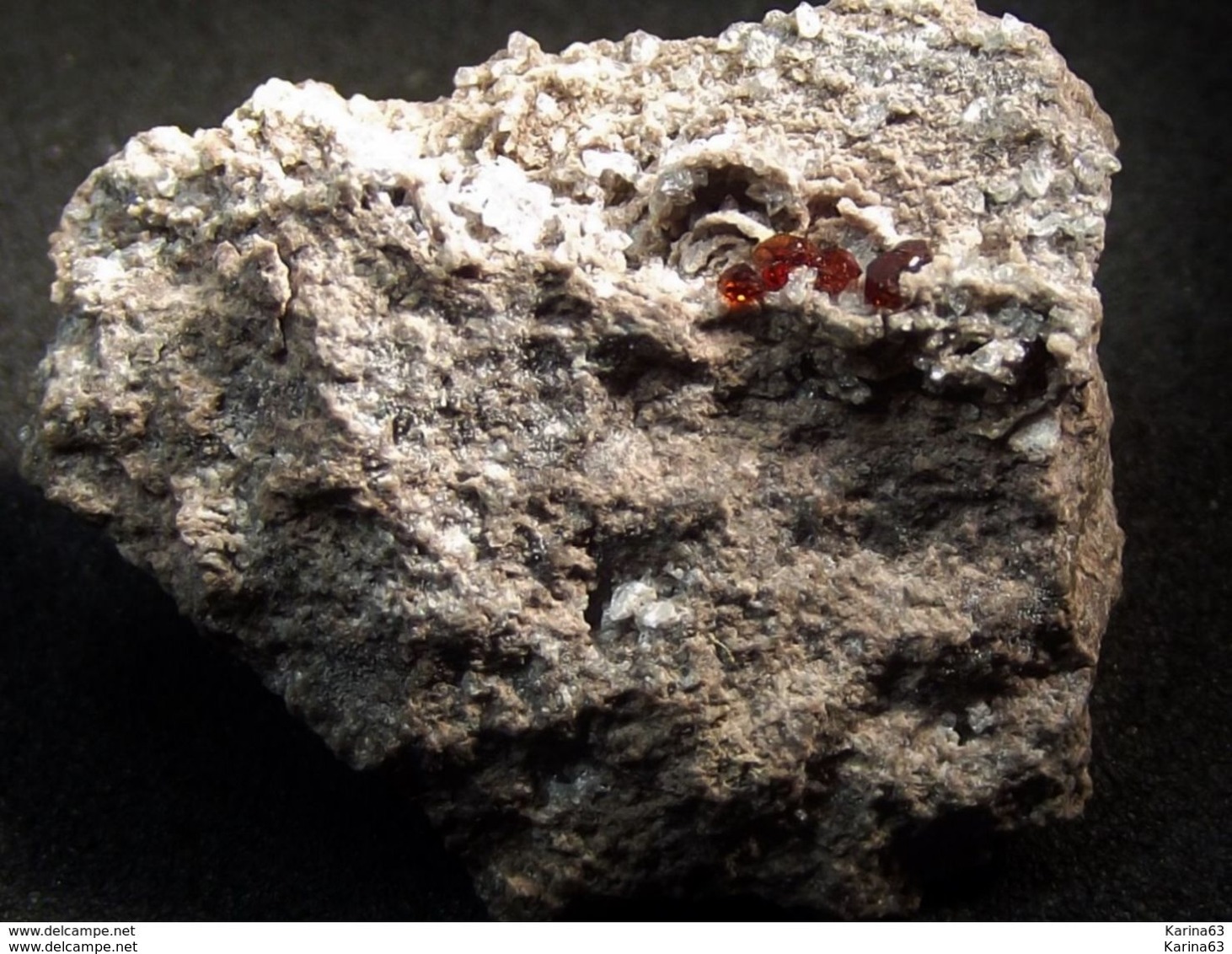 Spessartite With Clear Colorless Topaze (  2 X 2 X 1 Cm) - East Grants Ridge - Cibola County - New Mexico USA - Minerals