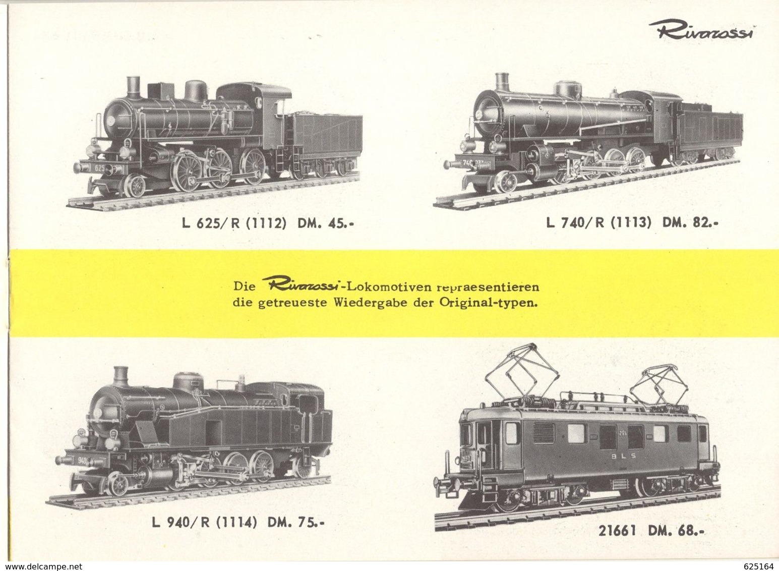 Catalogue RIVAROSSI 1961/62 TRIX HO 1/87 Brochure FIAT 500 & 600 Prix DM - German