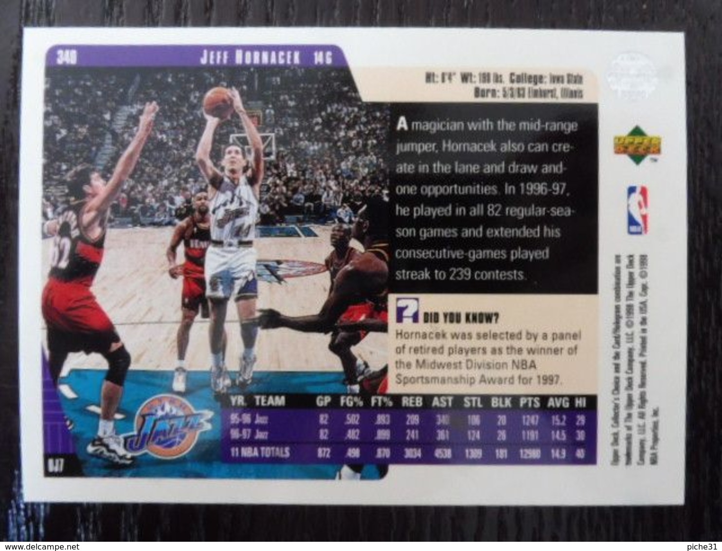 NBA - UPPER DECK 1997 - JAZZ - JEFF HORNACEK - 1990-1999