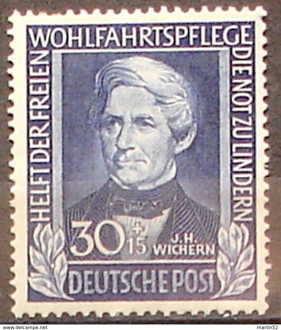 Allemagne Germany BRD 1949: Johann Hinrich Wichern (1808-1881) Michel-No. 120 * Falzspur MLH (Michel 70.00 Euro Für **) - Theologians