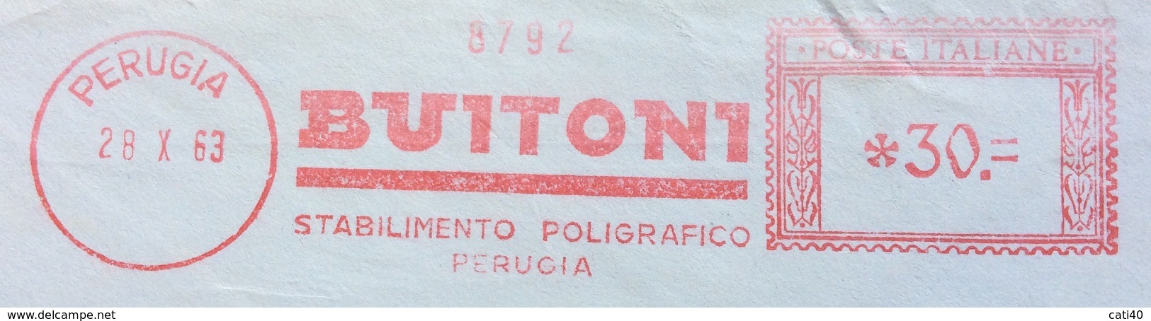 EDITORIA - AFFRANCATURA ROSSA : BUITONI STABILIMENTO POLIGRAFICO PERUGIA  - L.30 - Sonstige & Ohne Zuordnung