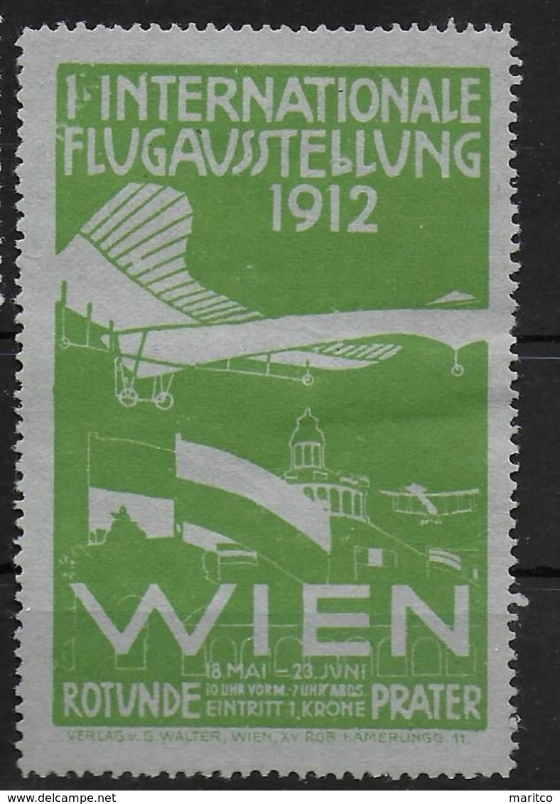 Österreich Int. Flugausstellung Wien 1912 Spendenmarke Cinderella Vignet Werbemarke Propaganda Aviation - Vignettes De Fantaisie