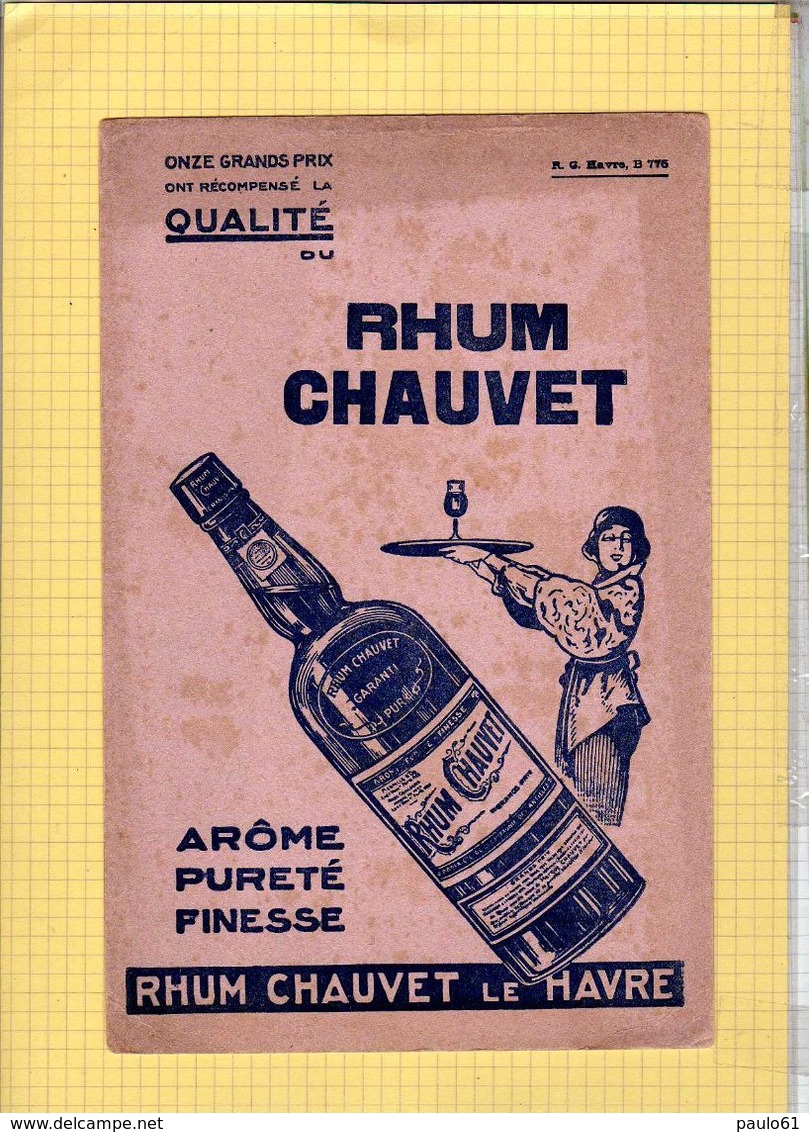 BUVARD : Rhum CHAUVET   Grand Format - Liqueur & Bière