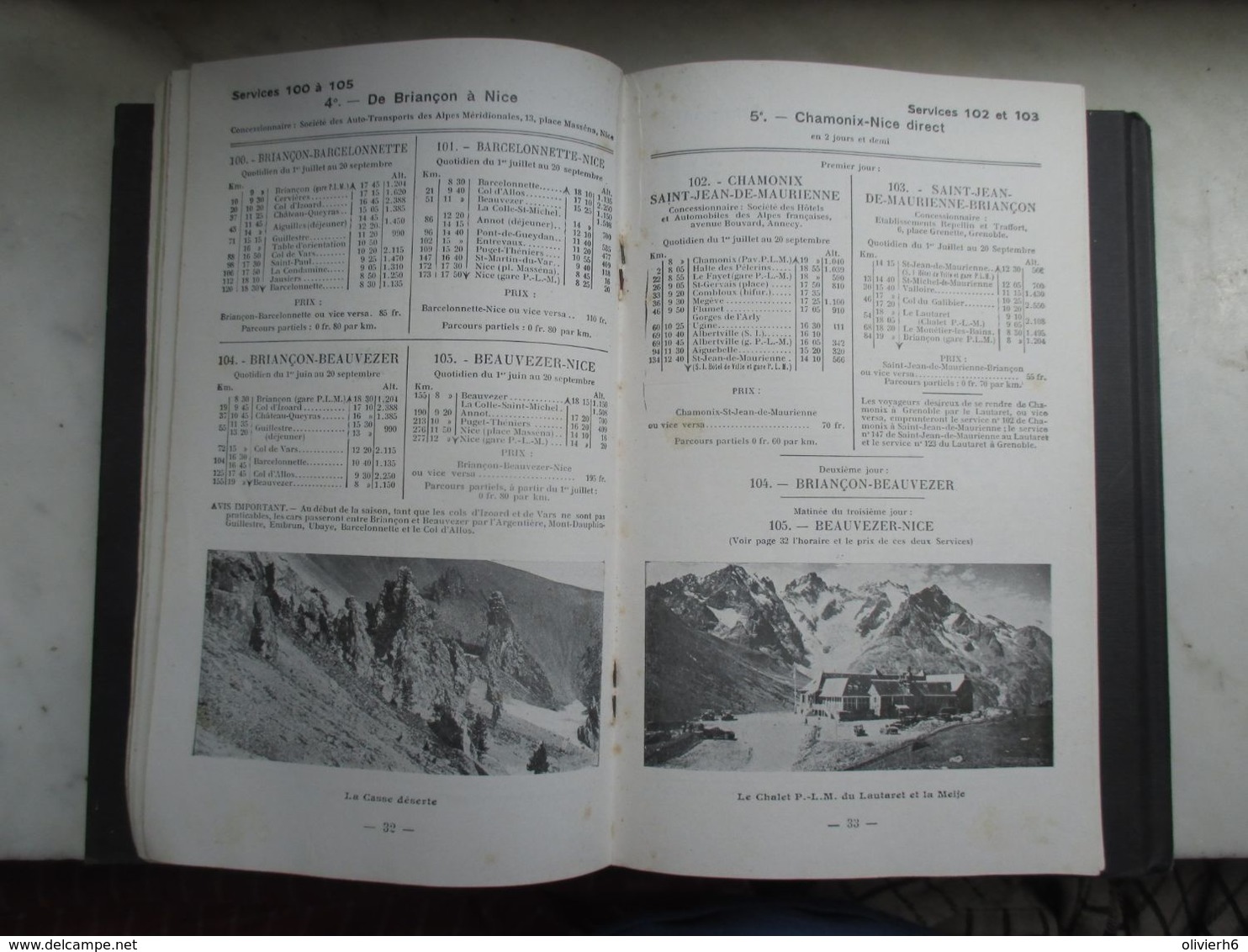 BROCHURE TOURISTIQUE France 1928 (V2010) Eté - Automne Edition Du 15 Juillet (5 Vues) AUTOCARS PLM - Tourism Brochures