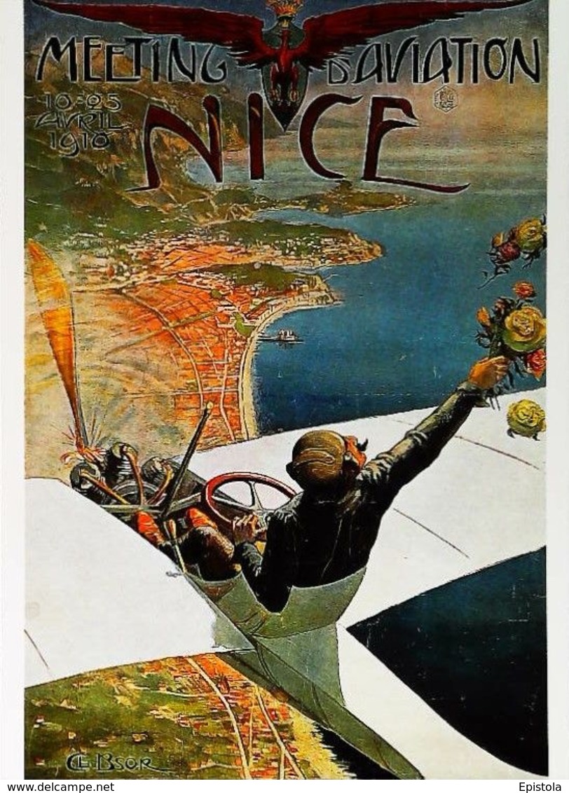 NICE AVIATION - Edition Pro-artis - CARTE POSTALE MODERNE (Reproduction D'affiche Ancienne Charle Bsor) - Transport Aérien - Aéroport