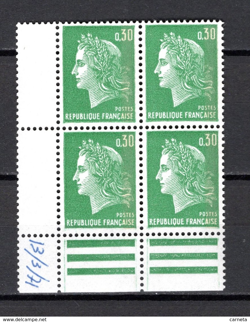 FRANCE  N° 1611b  BLOC DE QUATRE TIMBRES  NEUF SANS CHARNIERE  COTE 1.60€   MARIANNE DE CHEFFER - 1967-1970 Maríanne De Cheffer