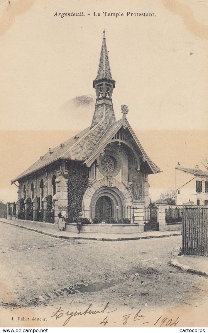 95 - Argenteuil - Beau Cliché Animé Du Temple Protestant - Argenteuil