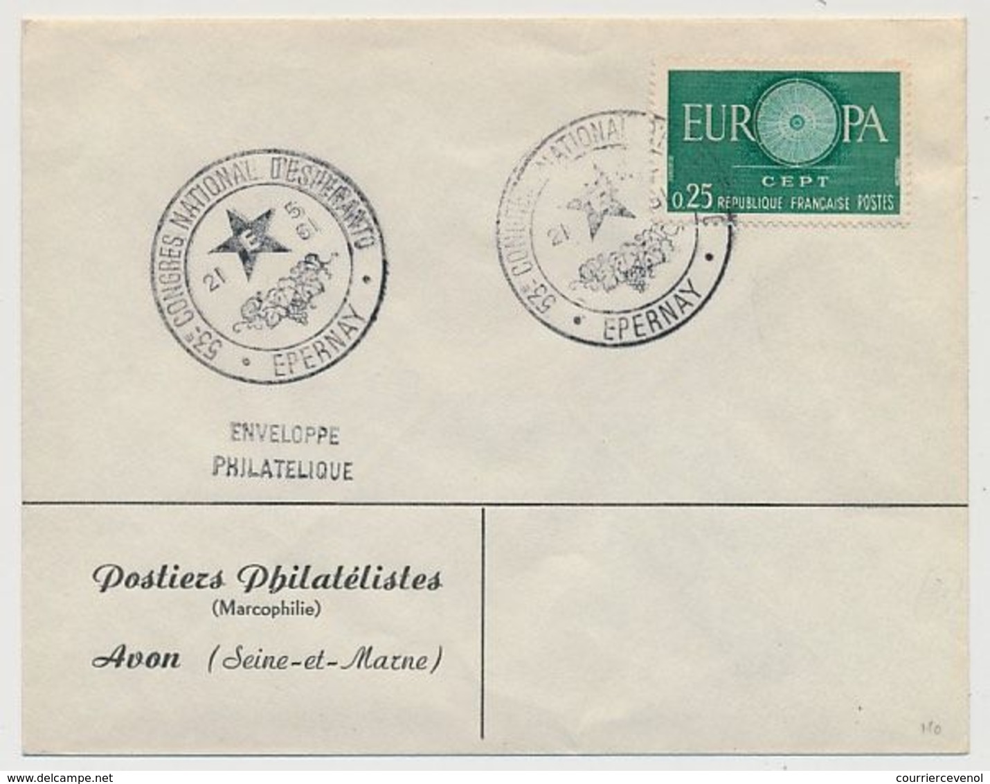 FRANCE - Env Postiers Philatélistes - Oblit Temporaire 53eme Congrès National D'Espéranto - EPERNAY - 1961 - Matasellos Conmemorativos