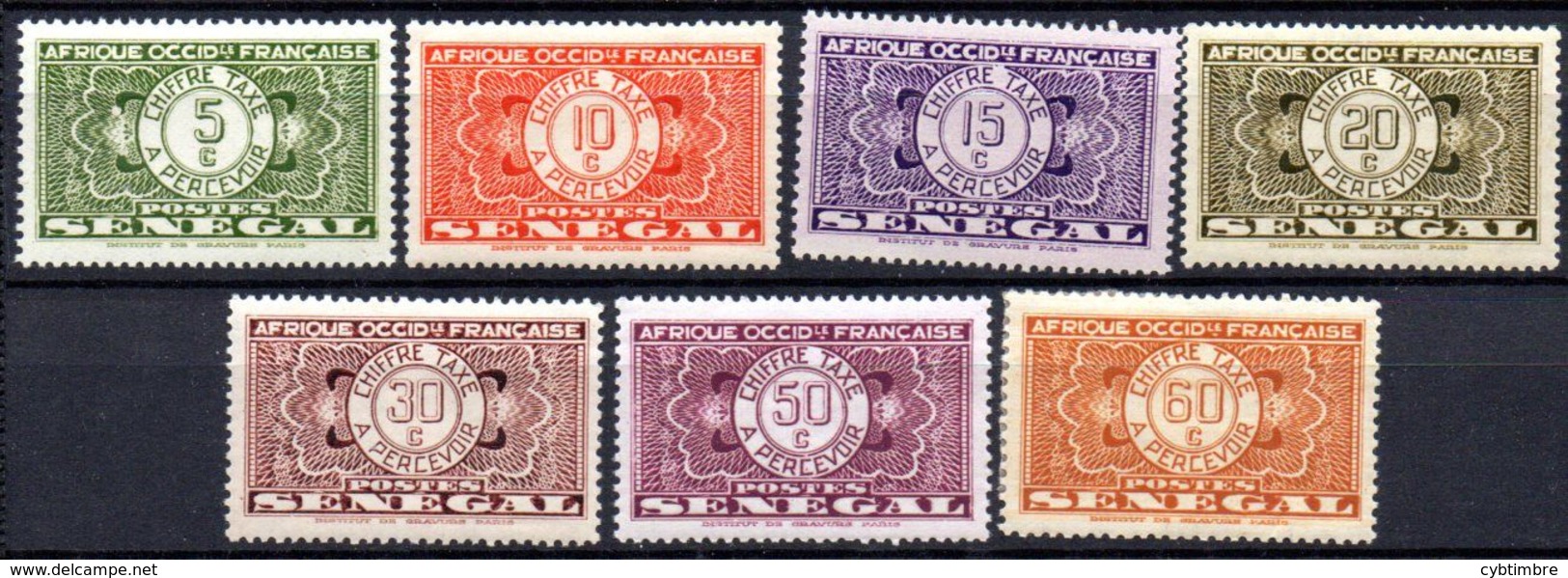 Séngal: Yvert N° T 22/26 Gomme Coloniale - Postage Due