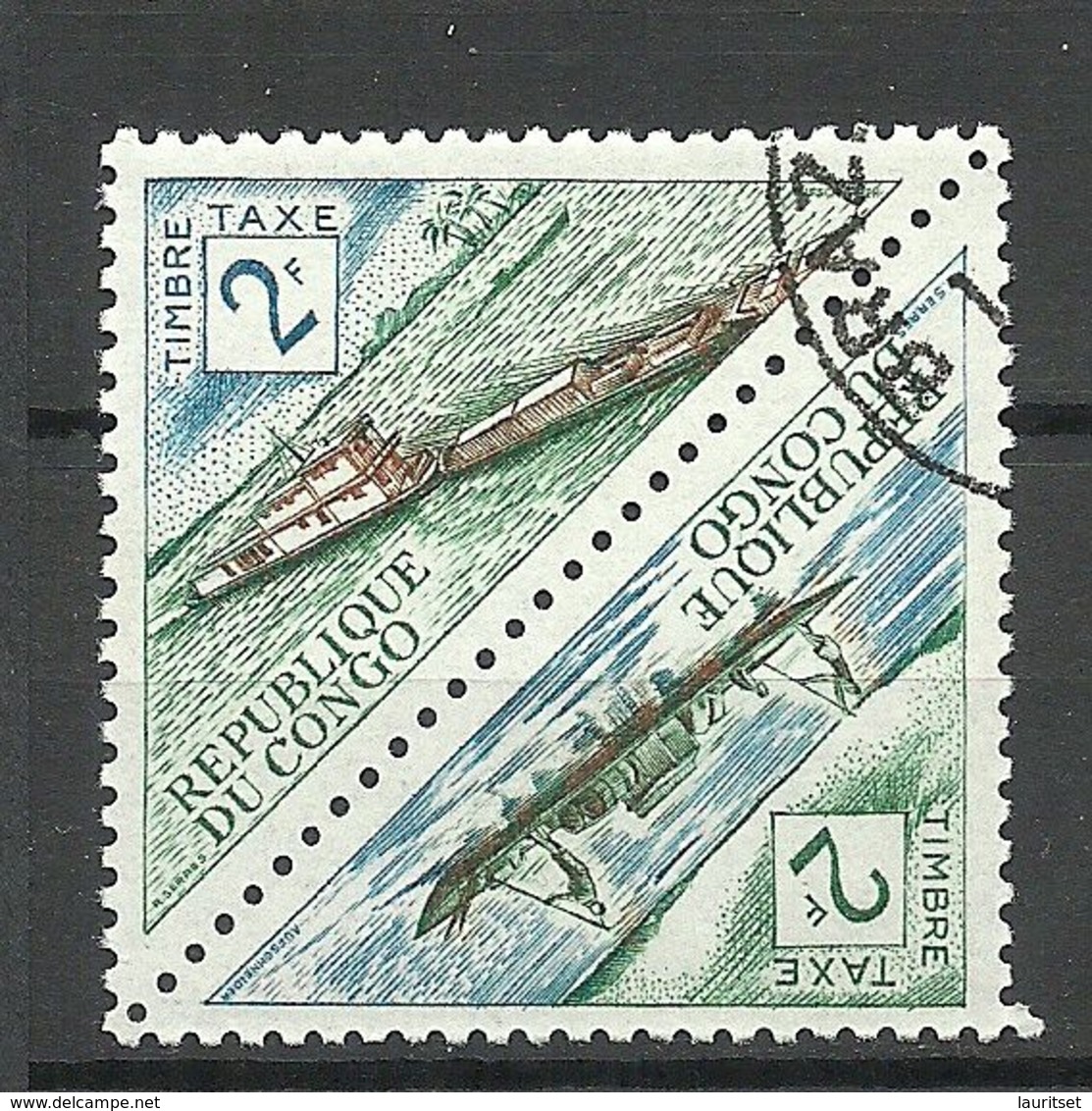CONGO 1961 Michel 5 Postage Due Taxe Postage Due As Pair Boat Piroge O - Oblitérés