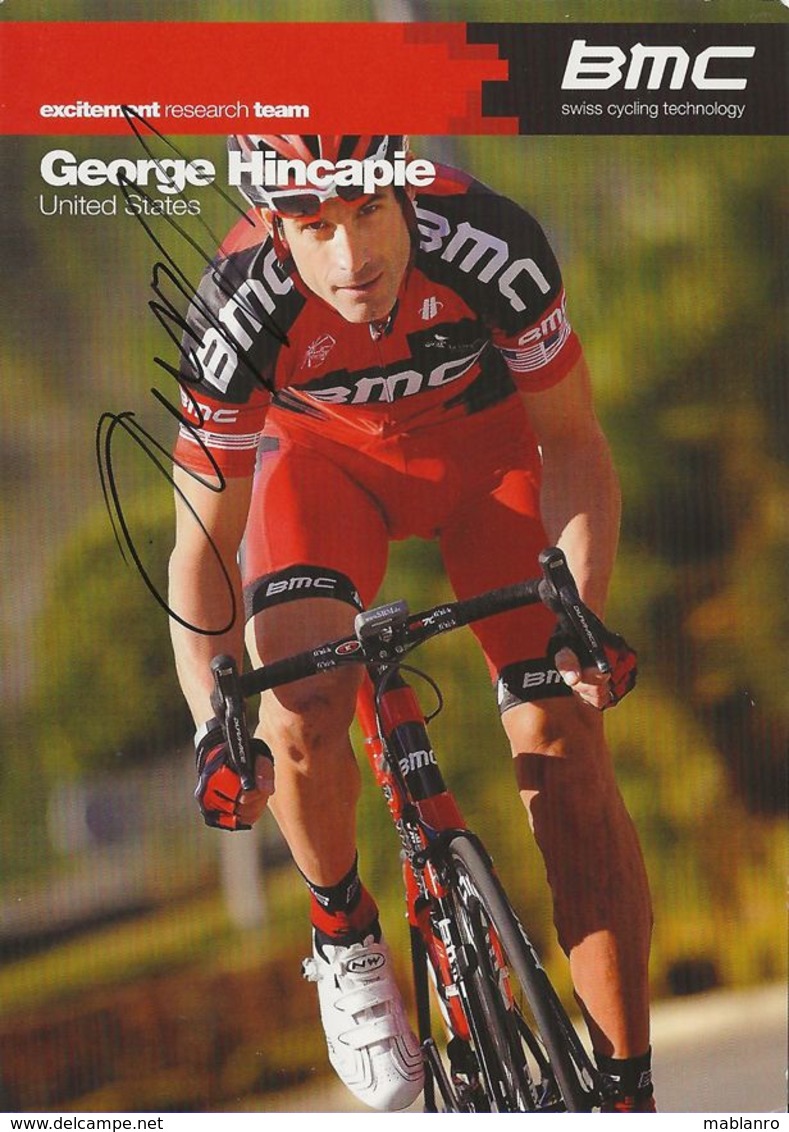 CARTE CYCLISME GEORGE HINCAPIE SIGNEE TEAM BMC 2011 - Cyclisme