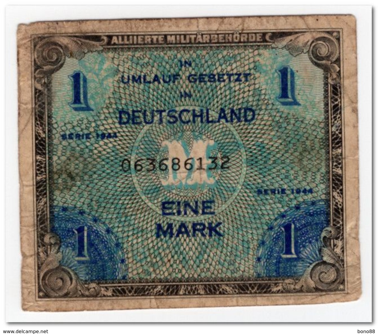 GERMANY,MILITARY PAYMENT,1 MARK,1944,P.192b,aF - 1 Mark