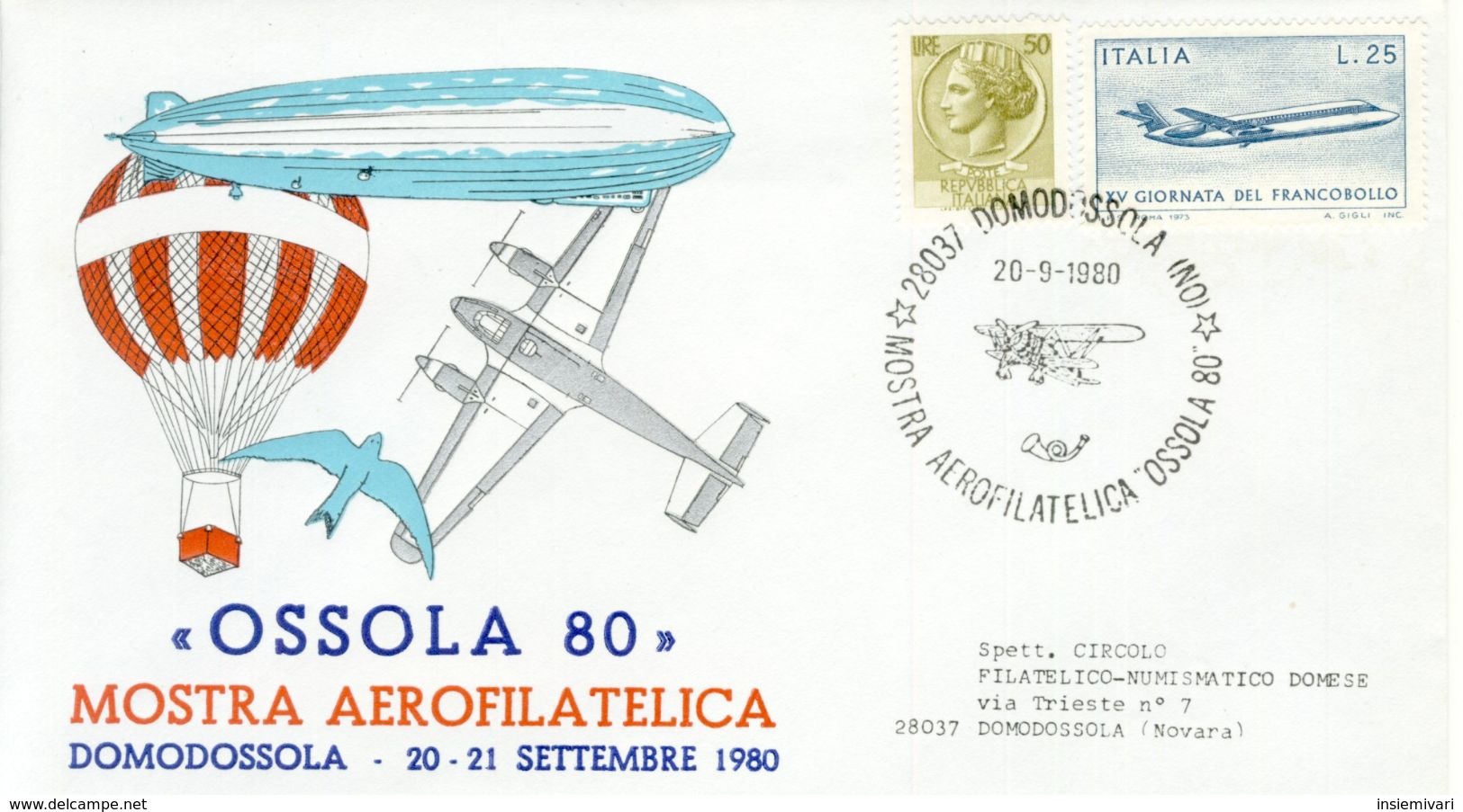 Italia, Special Cover 1980 Domodossola Mostra Aerofilatelica "ossola 80". - Andere & Zonder Classificatie