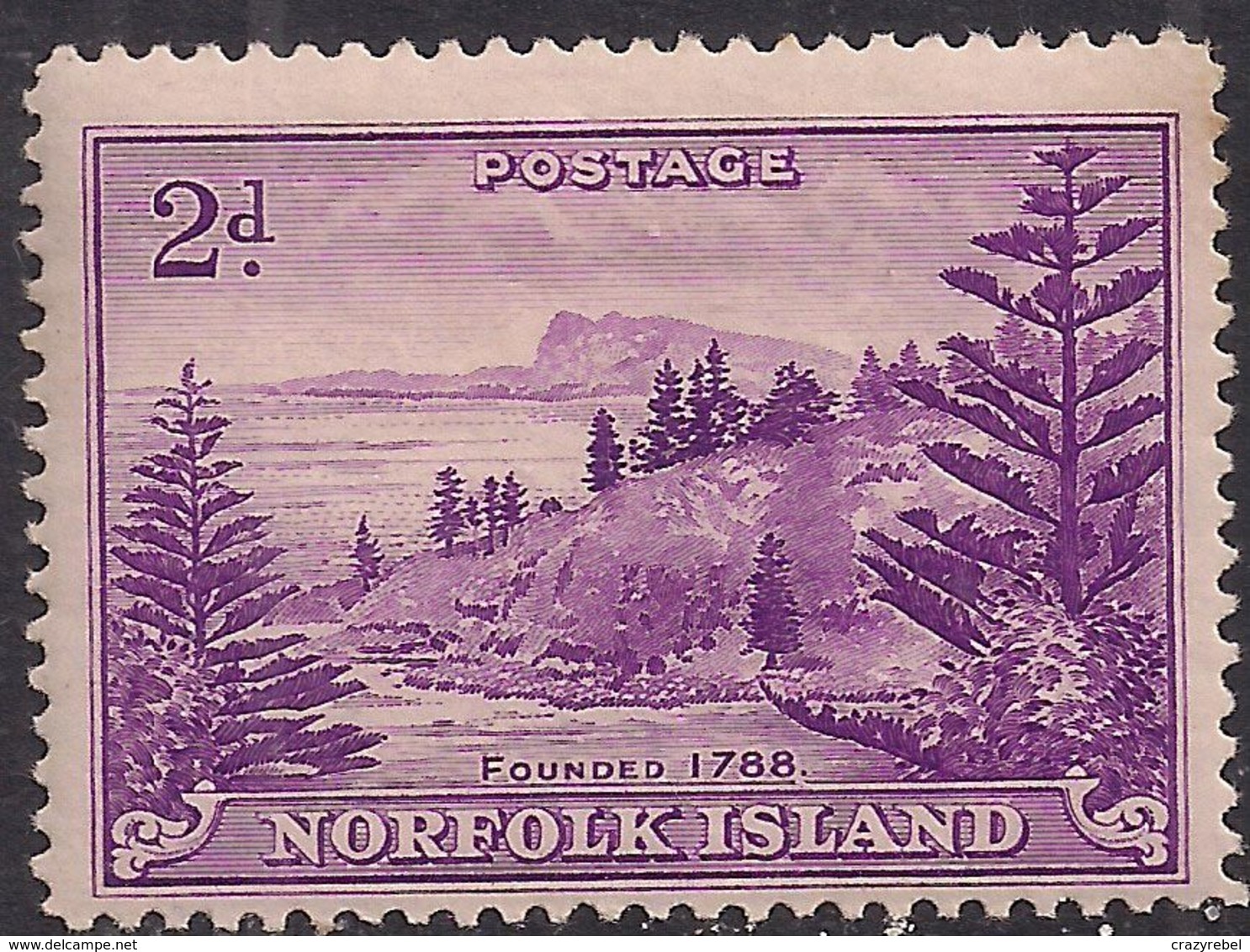 Norfolk Island 1947 KGV1 2d Reddish Violet MM SG 4 ( J663 ) - Ile Norfolk