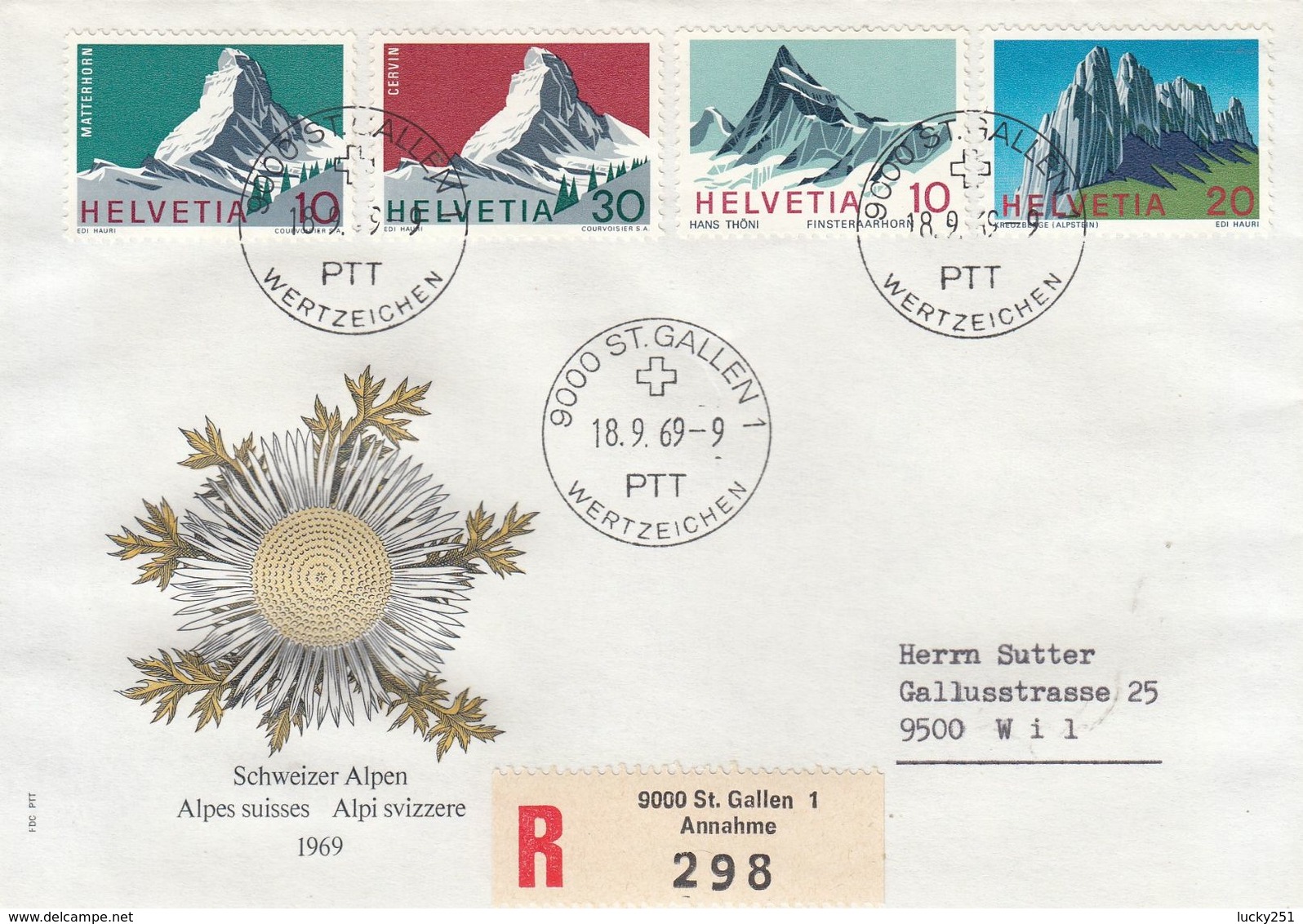 Suisse -18/09/1969 -  FDC -  Lettre Recommandée De St Gallen Pour Wil - Cartas & Documentos