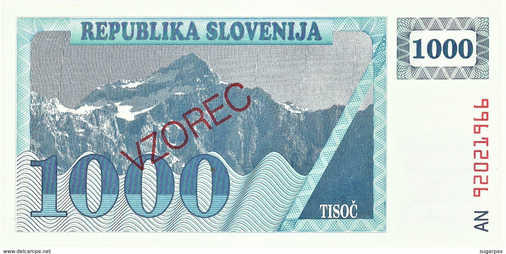 Slovenia - 1000 Tolarjev - 19 ( 92 ) - Pick: 9.s -  SPECIMEN - Slovénie