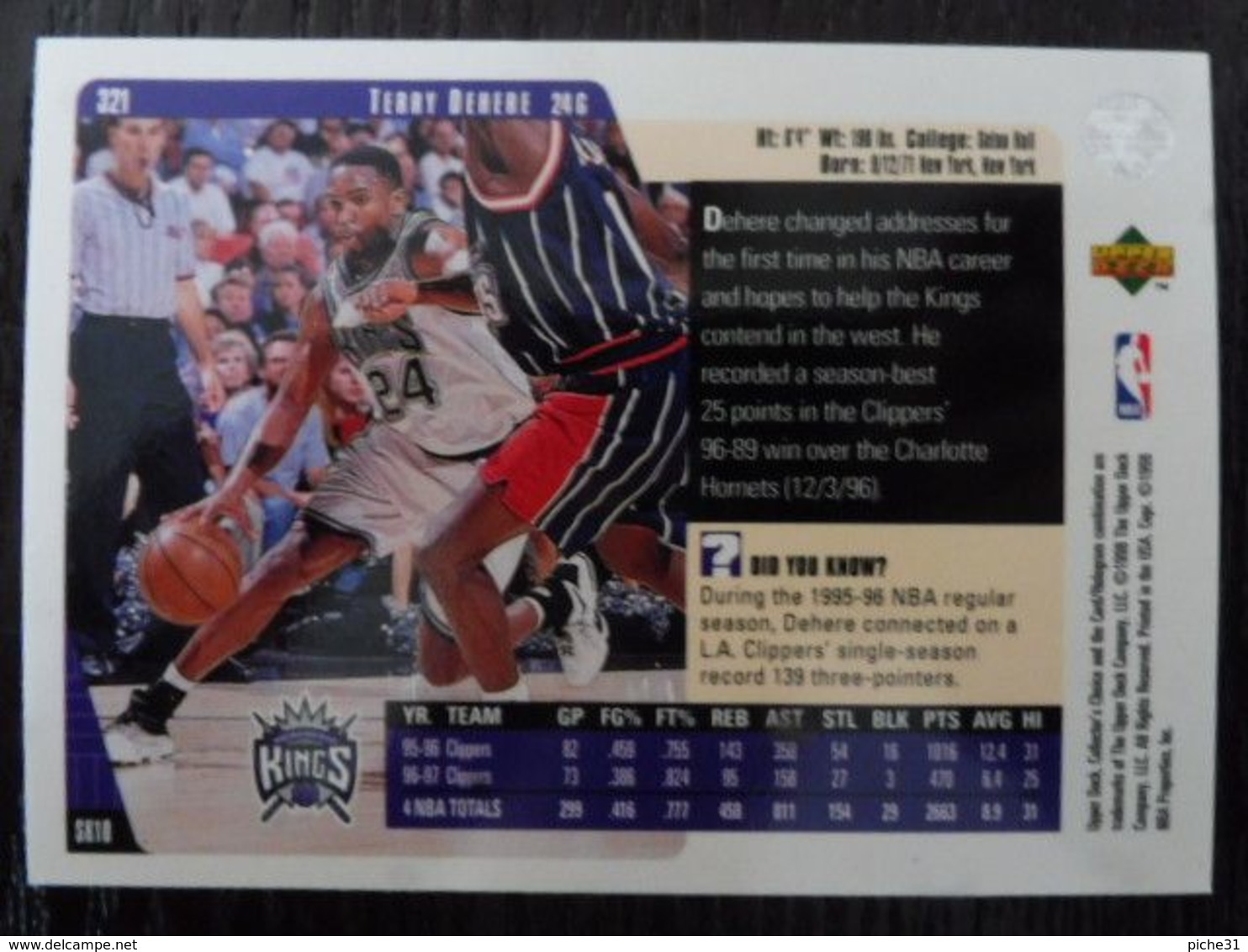 NBA - UPPER DECK 1997 - KINGS - TERRY DEHERE - 1990-1999