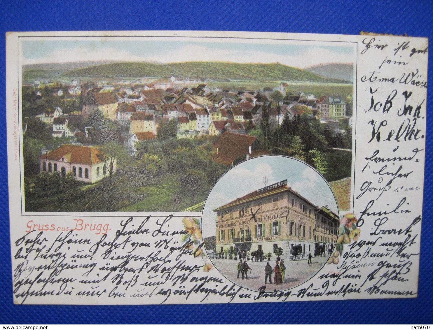 Suisse 1903 Gruss Aus BRUGG Hotel Rotenhaus H. Maurer CPA  AK Ansichtkarte Litho Schweiz - Brugg