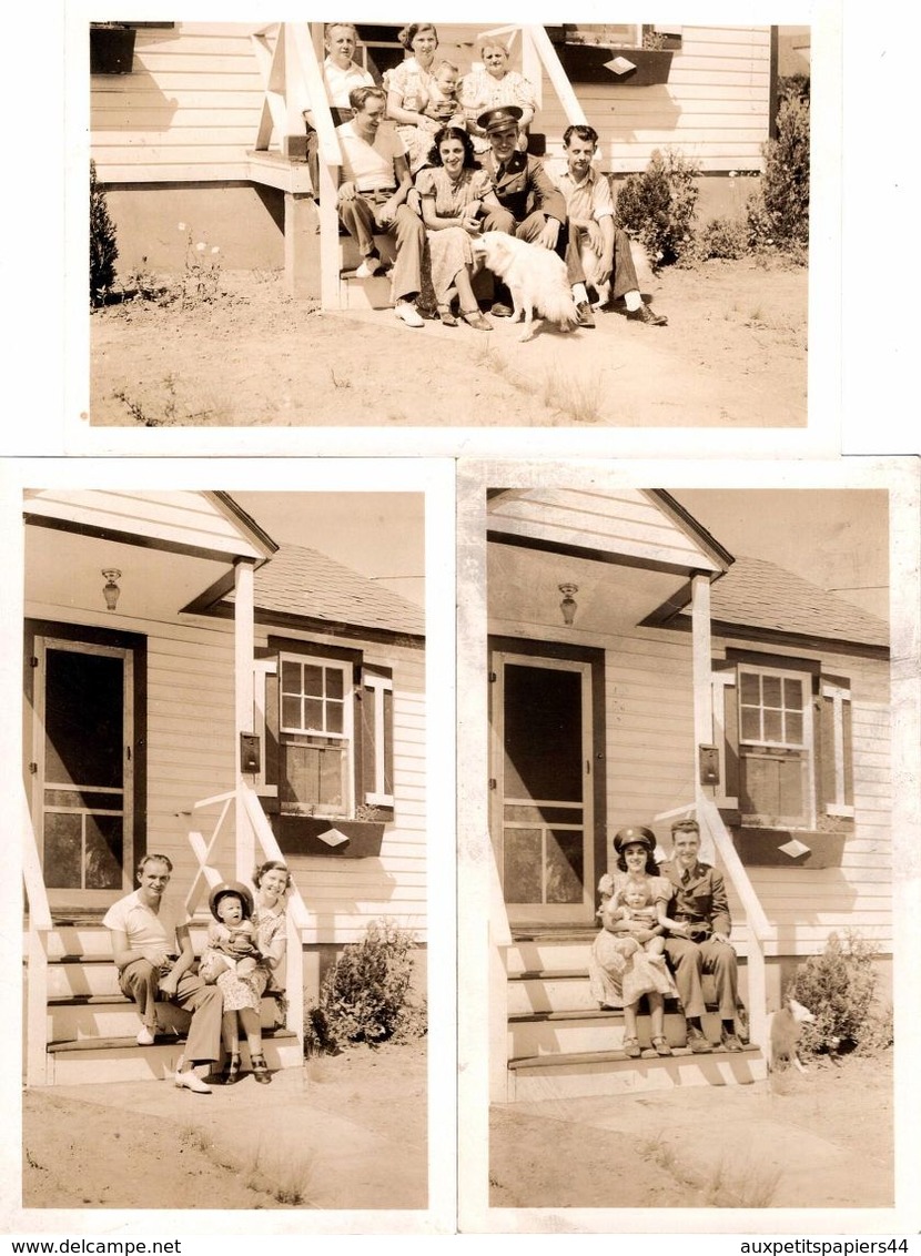Photo Originale Guerre 1939/45 Immigrées Allemands, Soldats De L'Armée Américaine En Août 1939 En Famille USA - Krieg, Militär