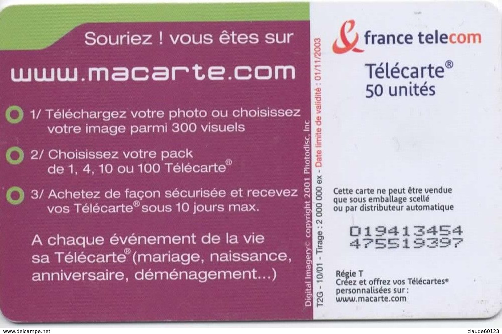 Télécarte Publique Française Réf F1181B Utilisée - Cote 3 € - ( TBE Voir Les 2 Scans Recto / Verso ) - - 2001