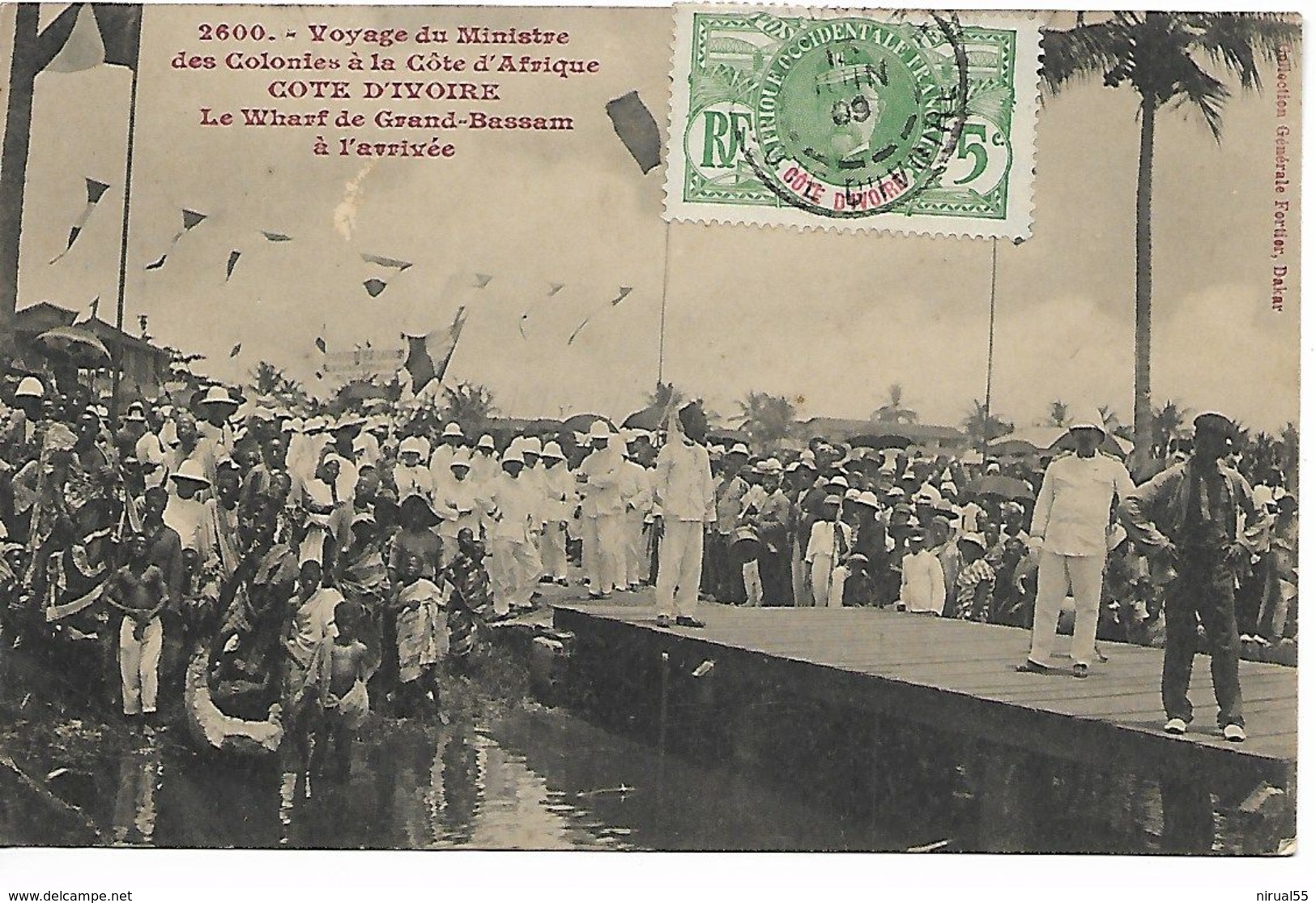 COTE D'IVOIRE Voyage Du Ministre Des Colonies ...le Warf De GRAND BASSAM à L'arrivée 1909     ..G - Côte-d'Ivoire