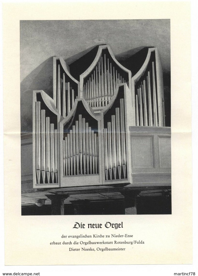 Nieder-Ense 1967 Spendenkarte Neue Orgel Korbach Waldeck-Frankenberg Kassel - Korbach