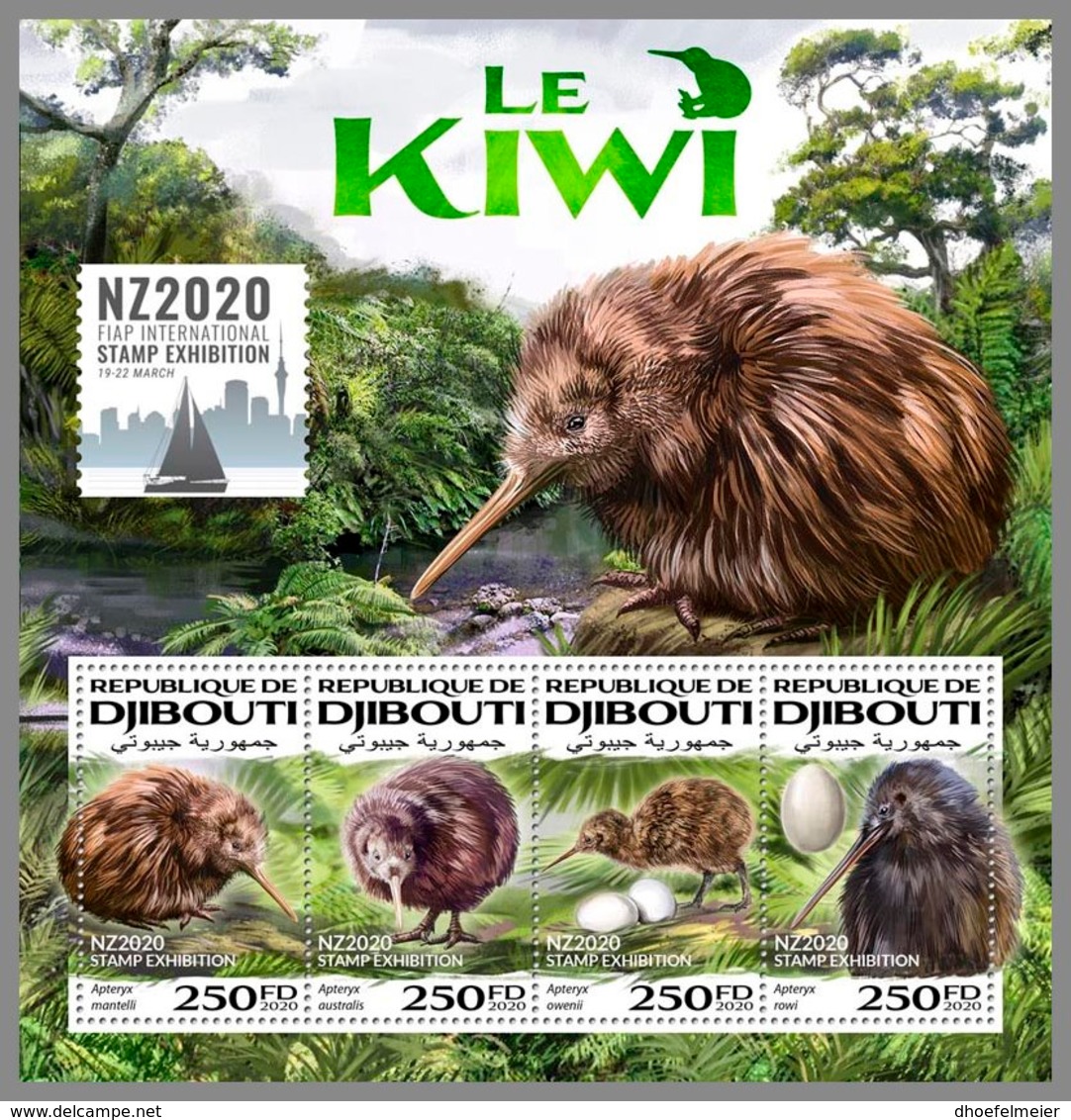 DJIBOUTI 2020 MNH The Kiwi Birds Vögel Oiseaux M/S - OFFICIAL ISSUE - DHQ2020 - Kiwi's